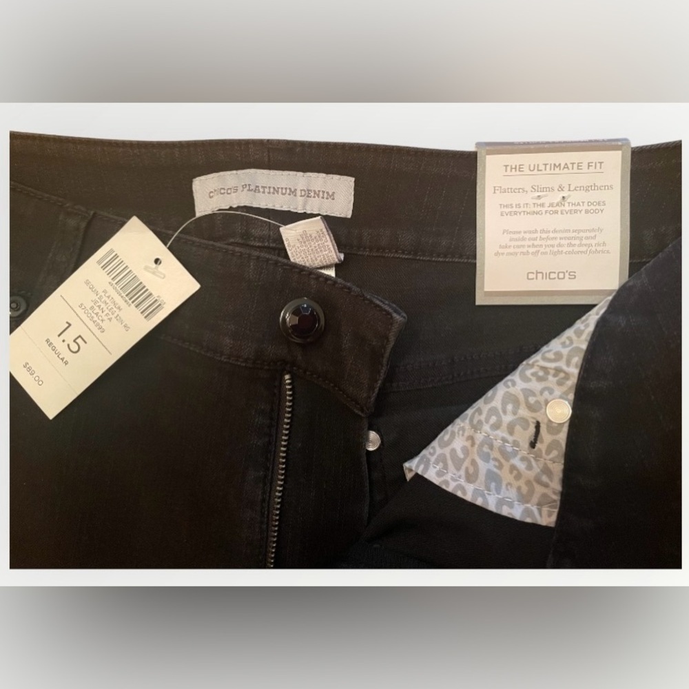 Chico’s Platinum Denim Black Jeans - Picture 4 of 8